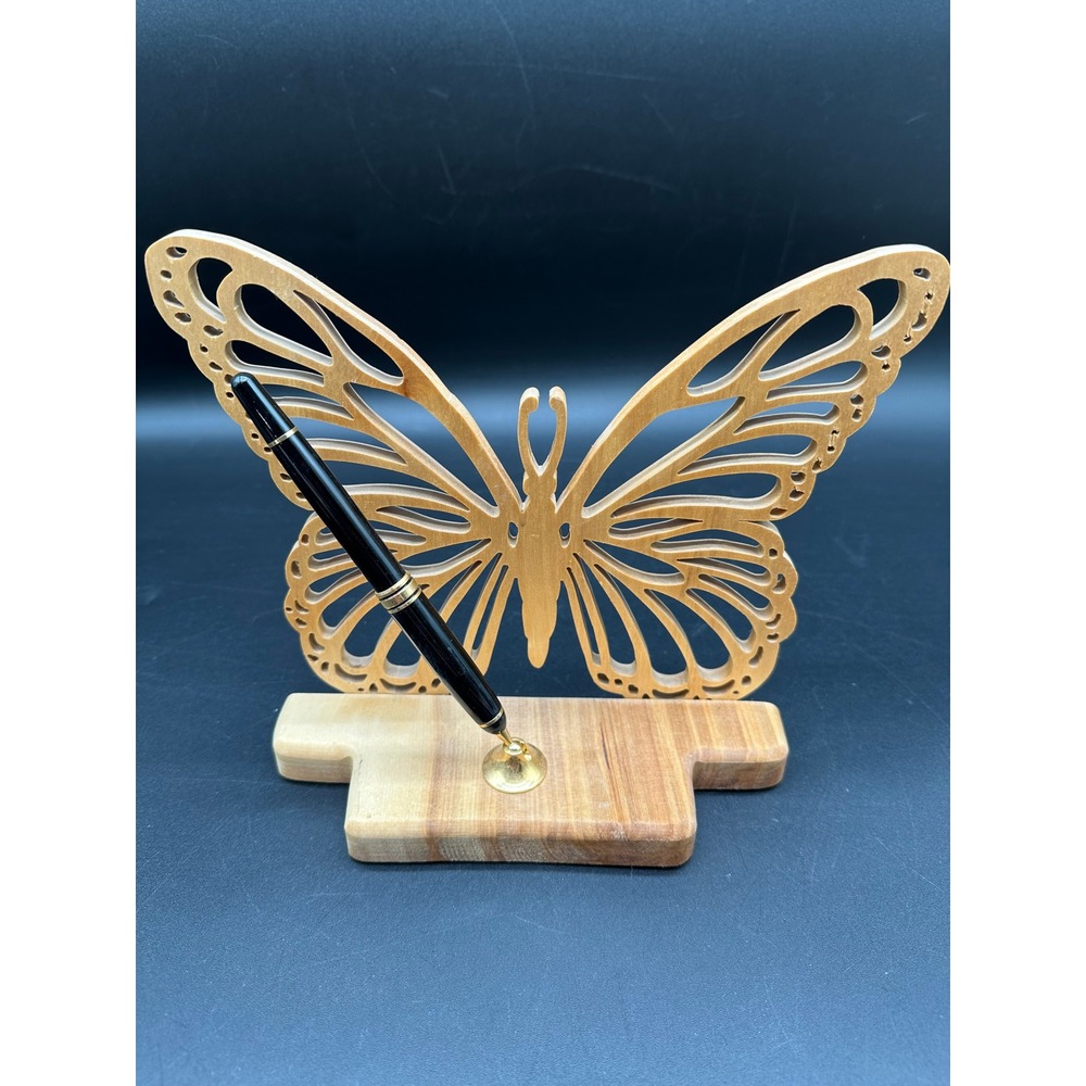 Butterfly Wood Pen Holder North Pole Alaska Handmade Desk Decor Gift‎
